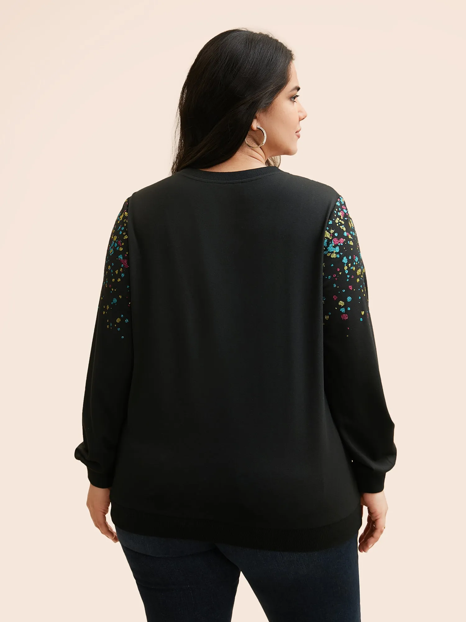 Crew Neck Color Glitter Sweatshirt sold by Bloomchic product image thumbnail 2