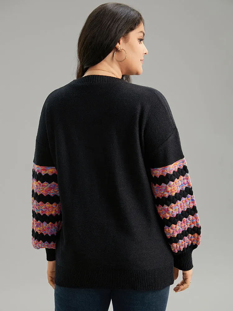 Heart Heather Patchwork Crew Neck Pullover sold by Bloomchic product image thumbnail 2