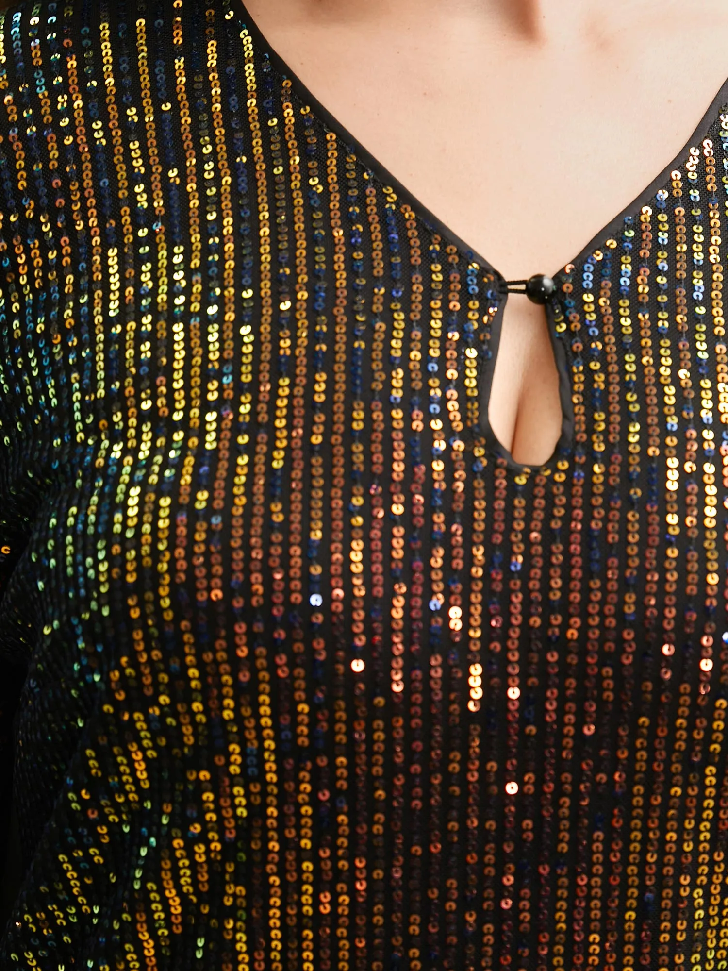 Sequin Keyhole Lantern Sleeve Blouse sold by Bloomchic product image thumbnail 4
