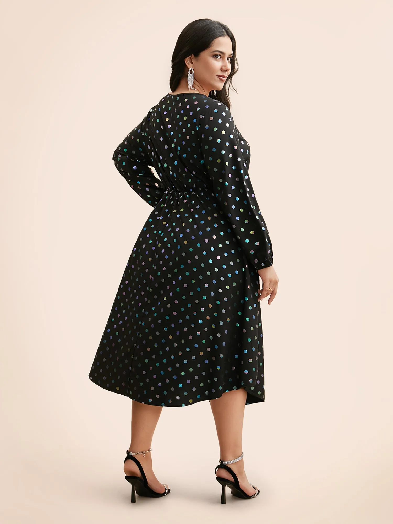 Glitter Polka Dot Lantern Sleeve Dress sold by Bloomchic product image thumbnail 4