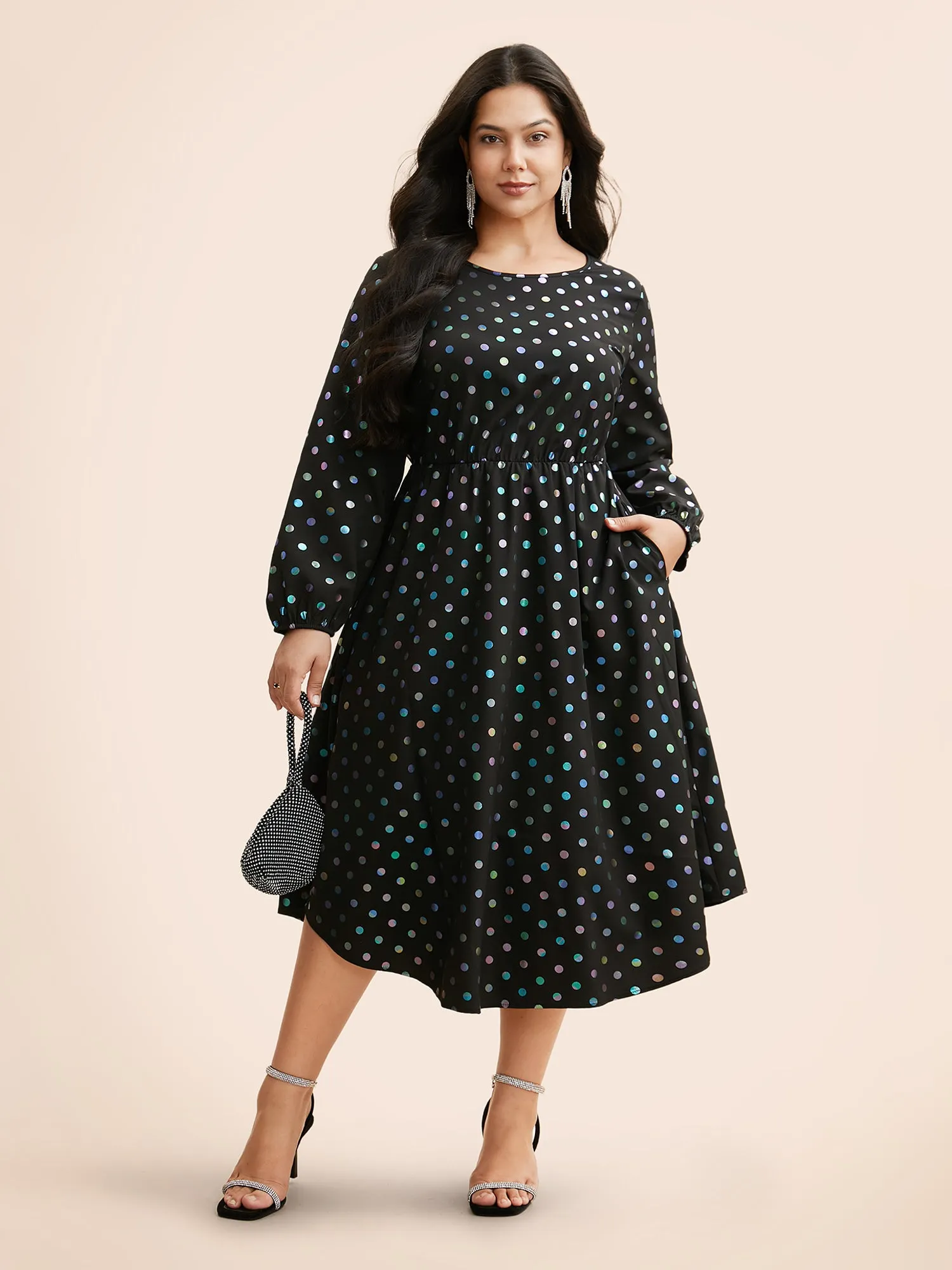 Glitter Polka Dot Lantern Sleeve Dress sold by Bloomchic product image thumbnail 3