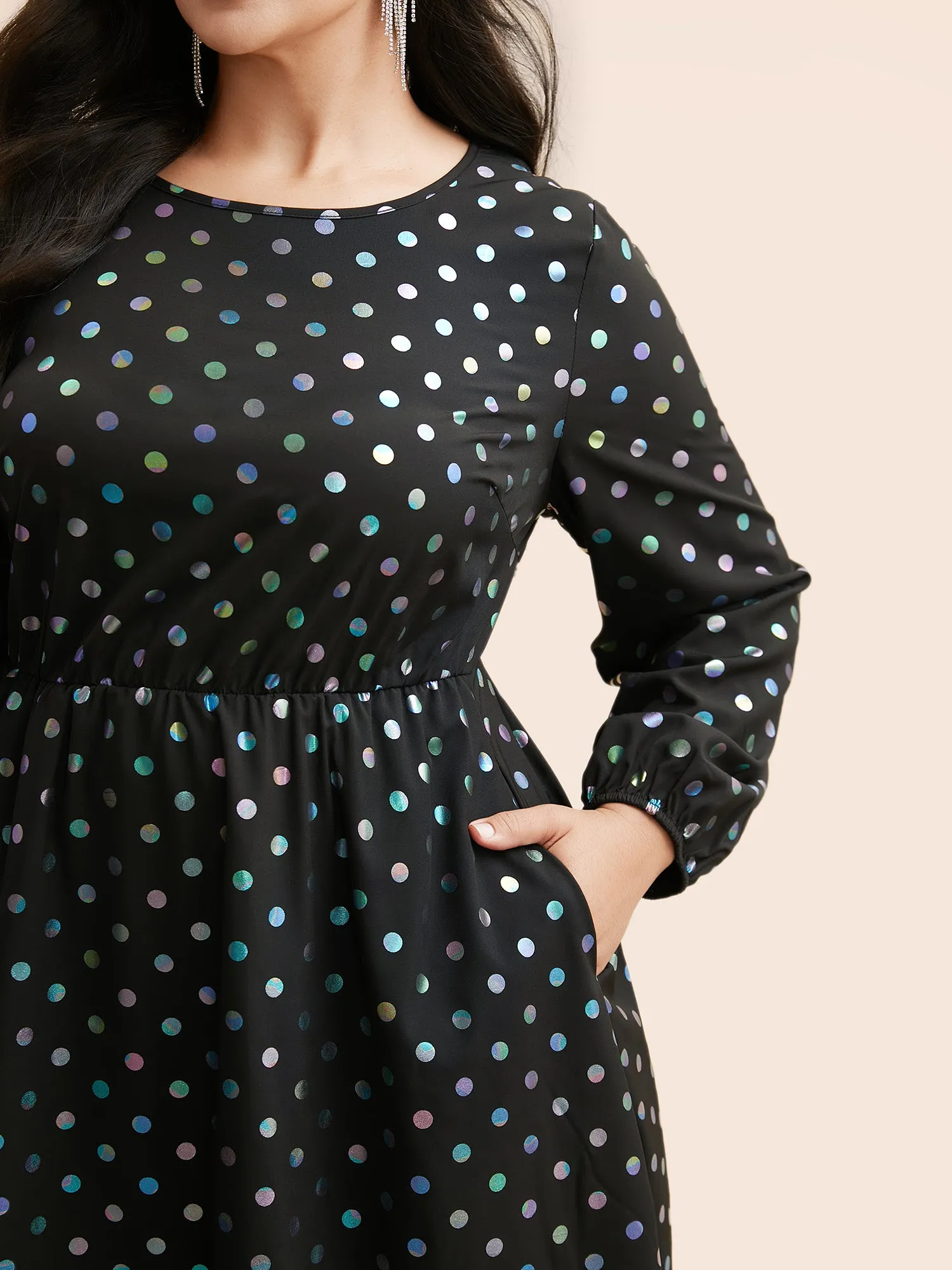 Glitter Polka Dot Lantern Sleeve Dress sold by Bloomchic product image thumbnail 2