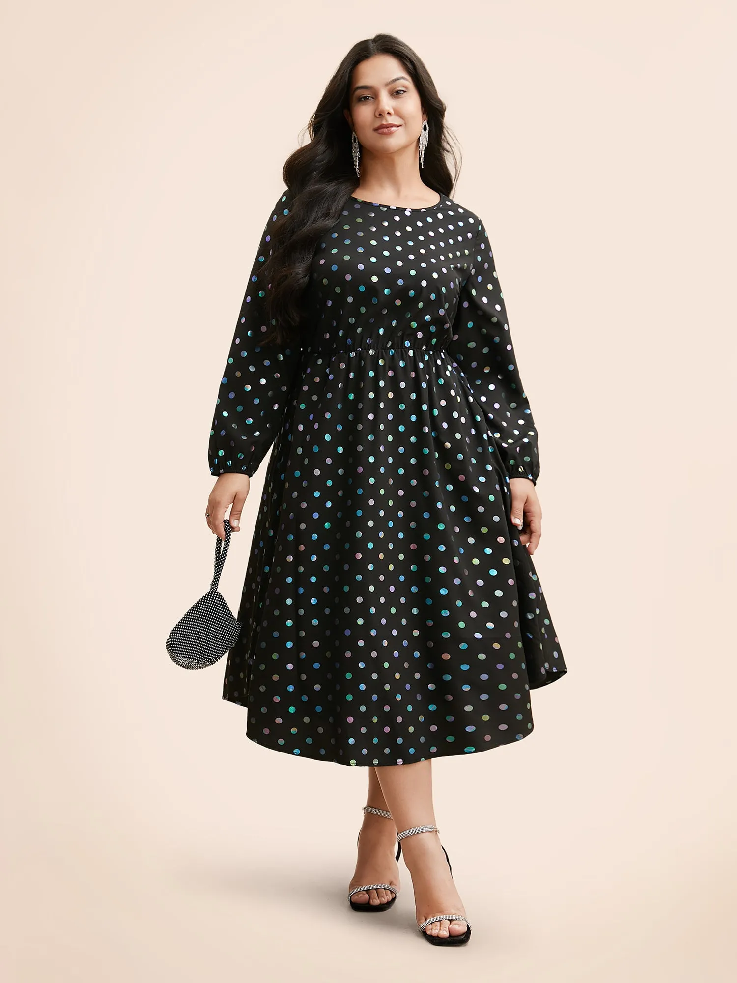 Glitter Polka Dot Lantern Sleeve Dress sold by Bloomchic