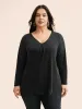V Neck Luxe Plicated Detail T-shirt sold by Bloomchic