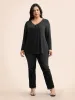 V Neck Luxe Plicated Detail T-shirt sold by Bloomchic