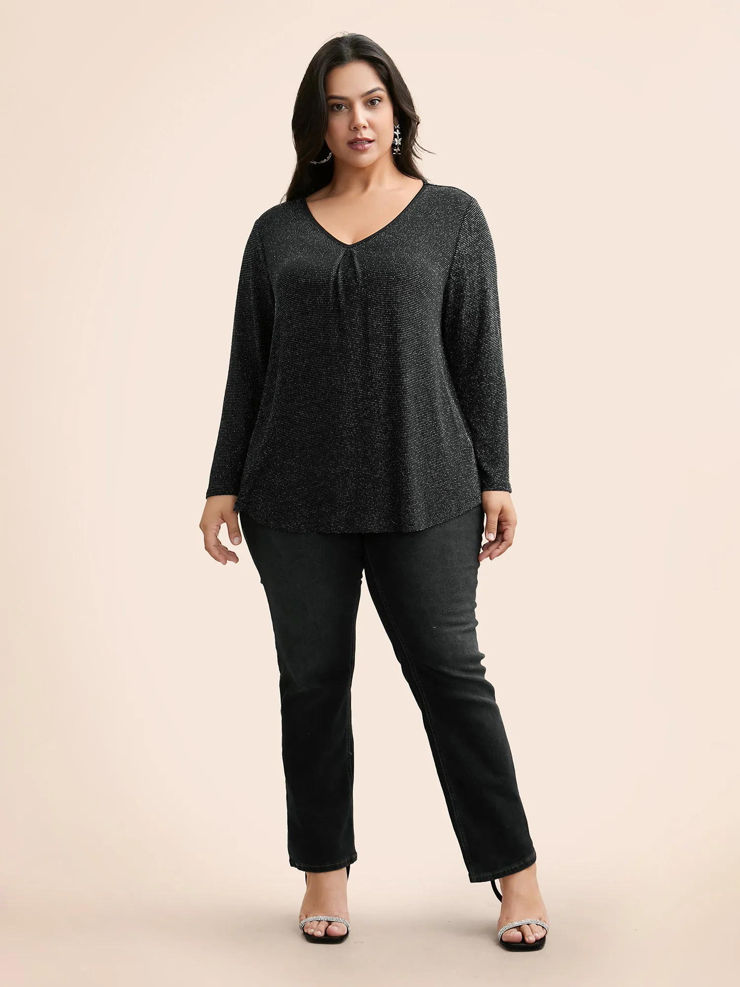 V Neck Luxe Plicated Detail T-shirt sold by Bloomchic product image thumbnail 3