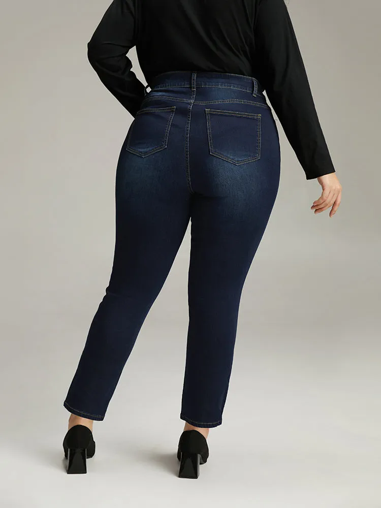Plain Straight Leg Pocket High Rise Jeans sold by Bloomchic product image thumbnail 4