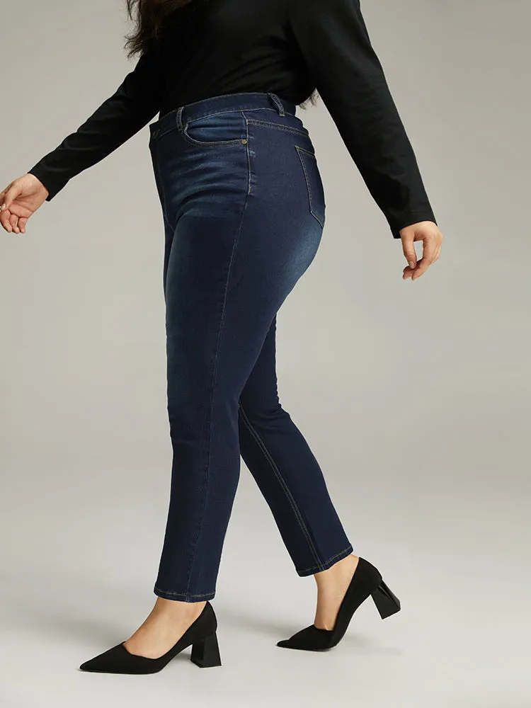 Plain Straight Leg Pocket High Rise Jeans sold by Bloomchic product image thumbnail 5