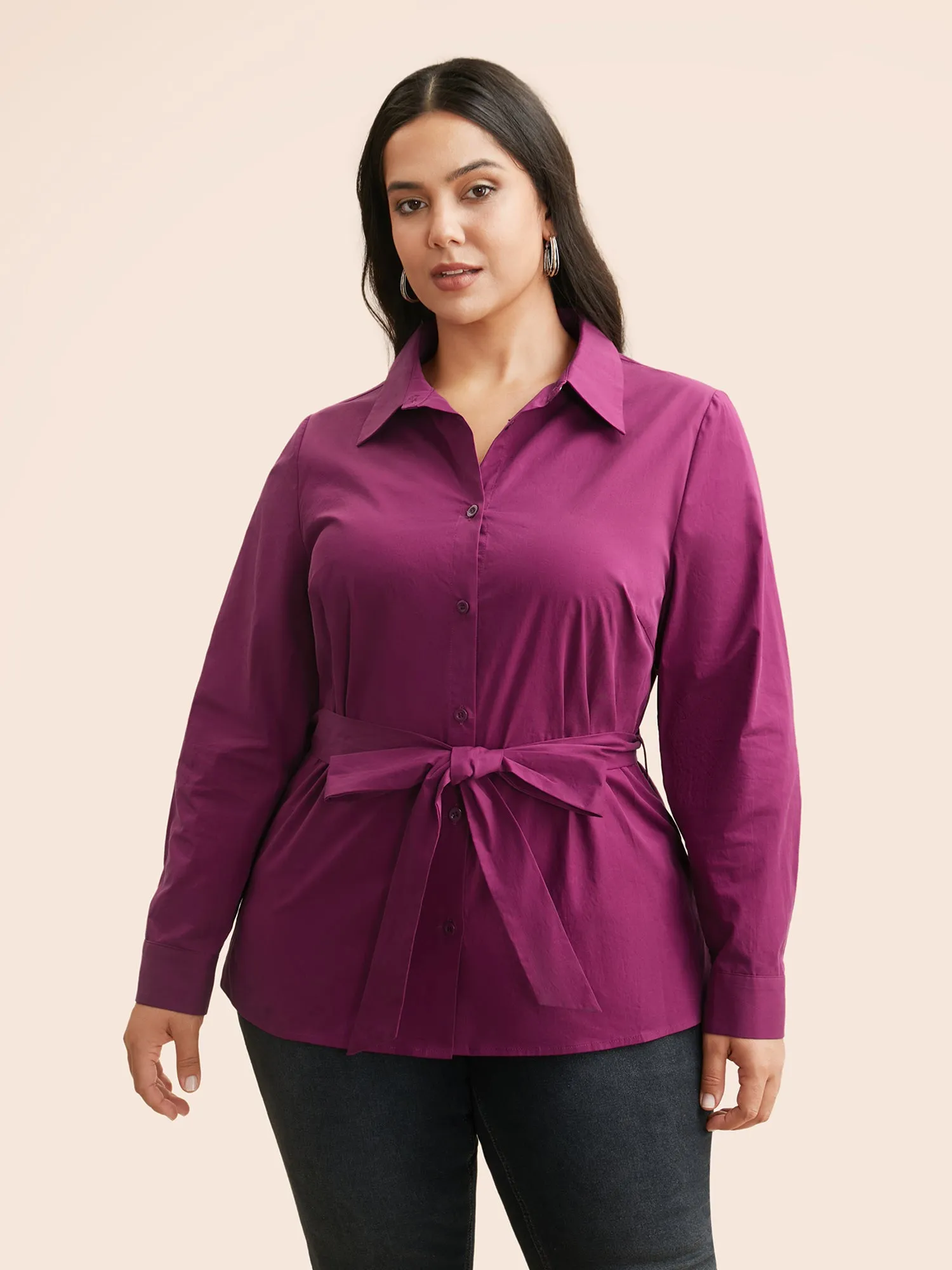 Solid Shirt Collar Tie Knot Shirt sold by Bloomchic product image thumbnail 4