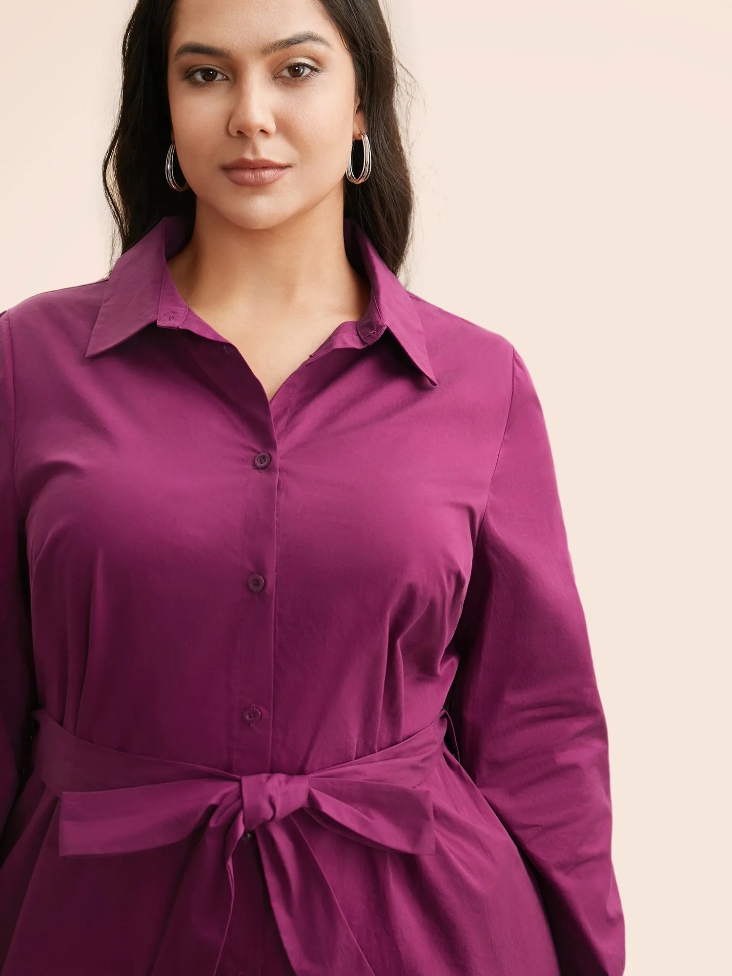 Solid Shirt Collar Tie Knot Shirt sold by Bloomchic product image thumbnail 3