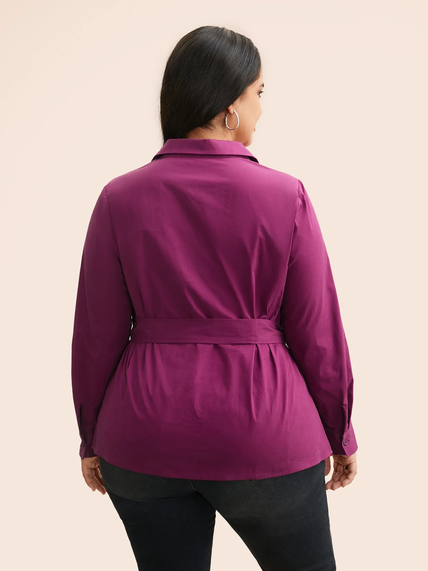 Solid Shirt Collar Tie Knot Shirt sold by Bloomchic product image thumbnail 5