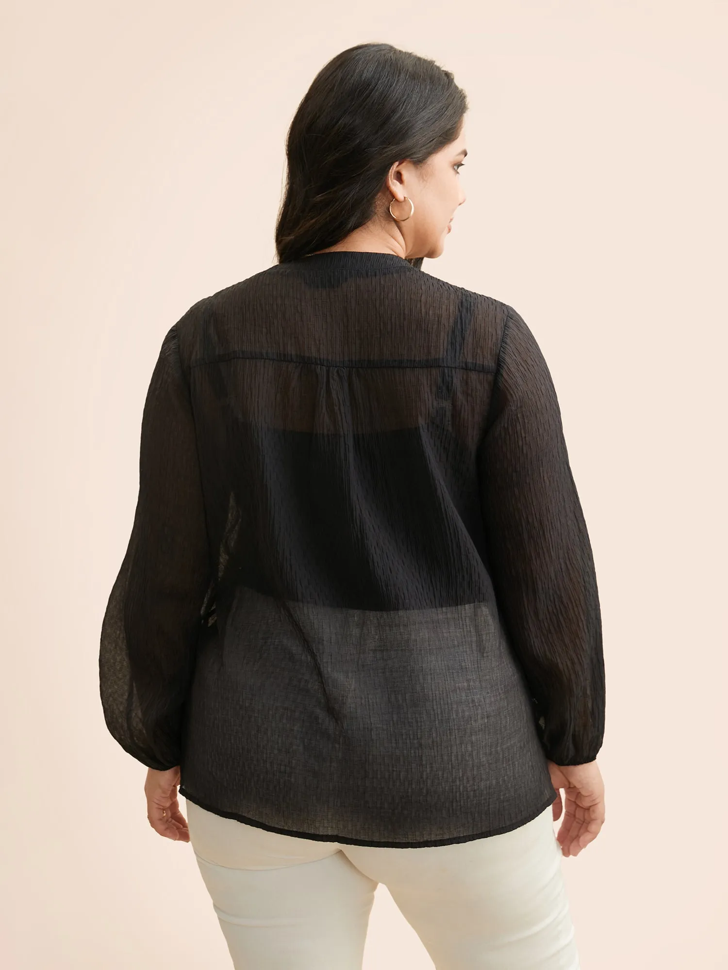 Textured Lace Panel Pleated Blouse sold by Bloomchic product image thumbnail 5