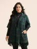 Plaid Tassel Trim Pocket Belted Jacket sold by Bloomchic