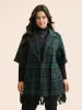 Plaid Tassel Trim Pocket Belted Jacket sold by Bloomchic