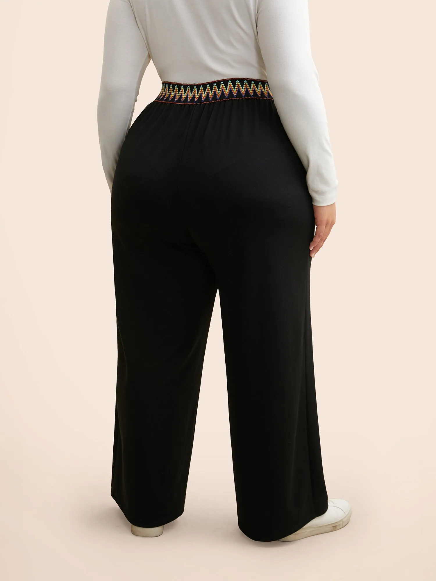 Geometric Contrast Patchwork Wide Leg Pants sold by Bloomchic product image thumbnail 3