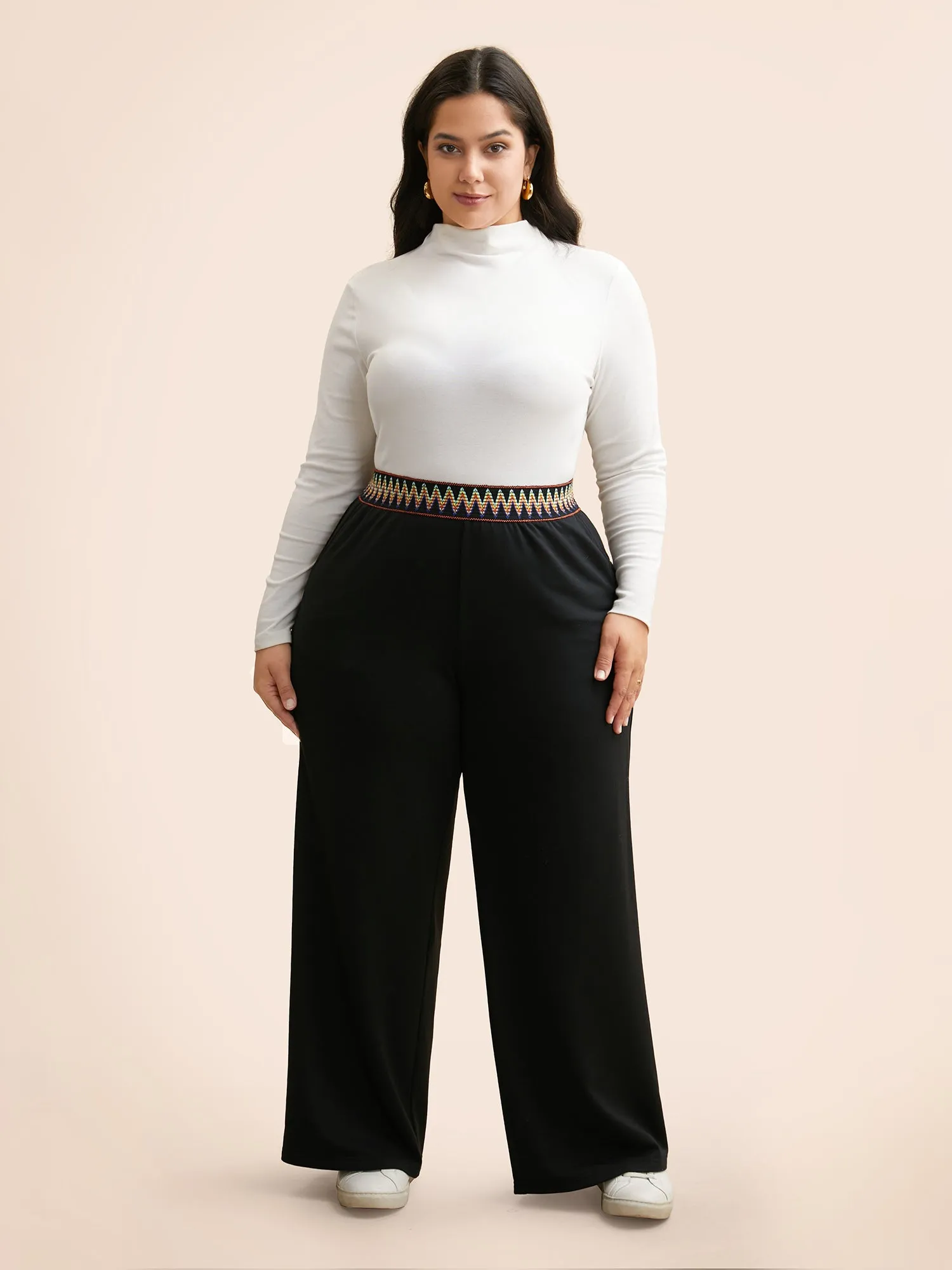 Geometric Contrast Patchwork Wide Leg Pants sold by Bloomchic product image thumbnail 2