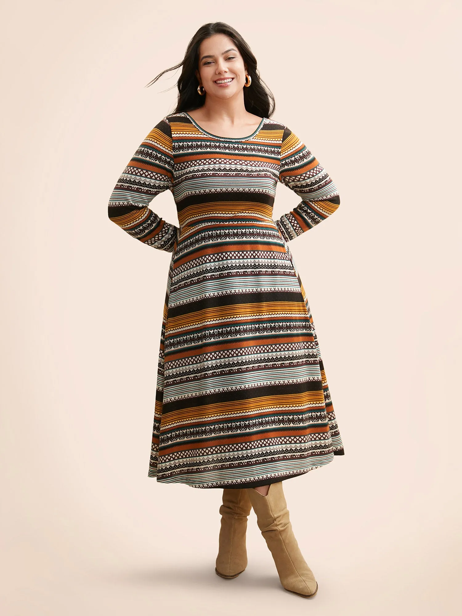 Crew Neck Striped Backless Pocket Dress sold by Bloomchic product image thumbnail 2