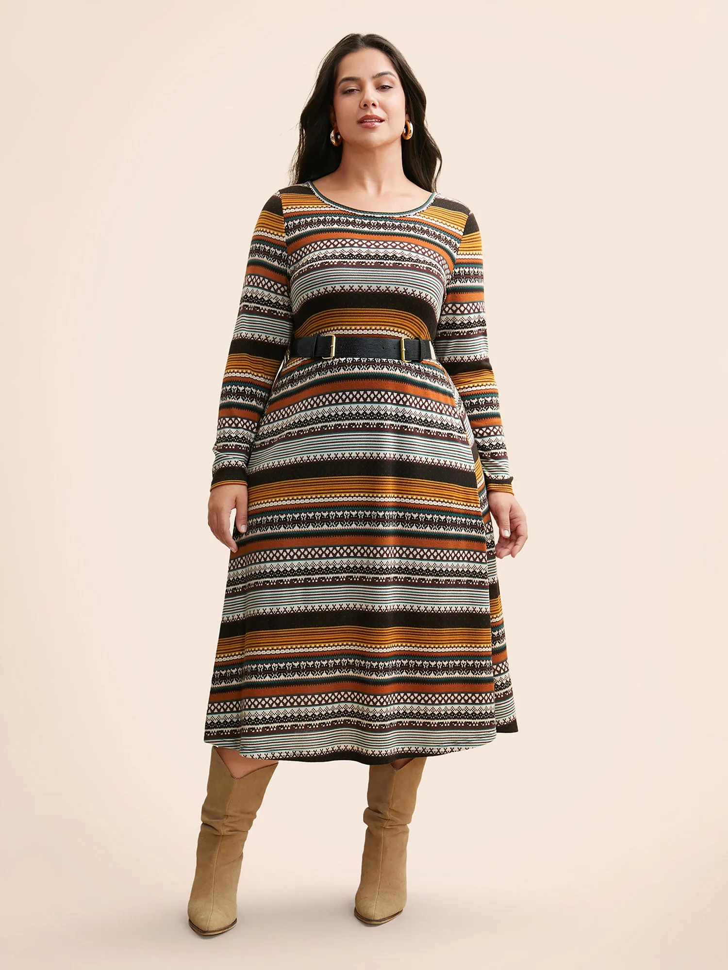 Crew Neck Striped Backless Pocket Dress sold by Bloomchic product image thumbnail 4
