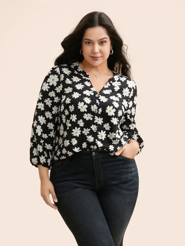 Natural Flower Print Button Up Shirt sold by Bloomchic