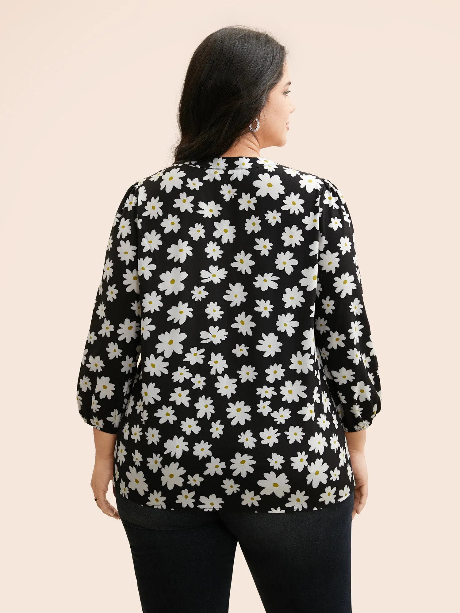 Natural Flower Print Button Up Shirt sold by Bloomchic product image thumbnail 5
