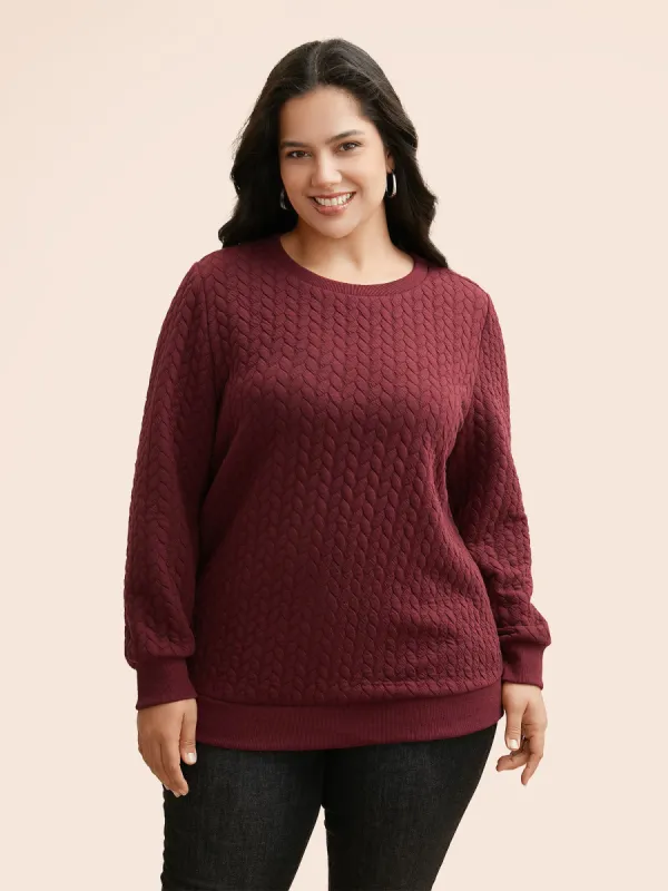 Plain Textured Slightly Stretchy Sweatshirt sold by Bloomchic