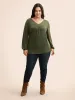 V Neck Gathered Lantern Sleeve Jersey Top sold by Bloomchic