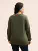 V Neck Gathered Lantern Sleeve Jersey Top sold by Bloomchic