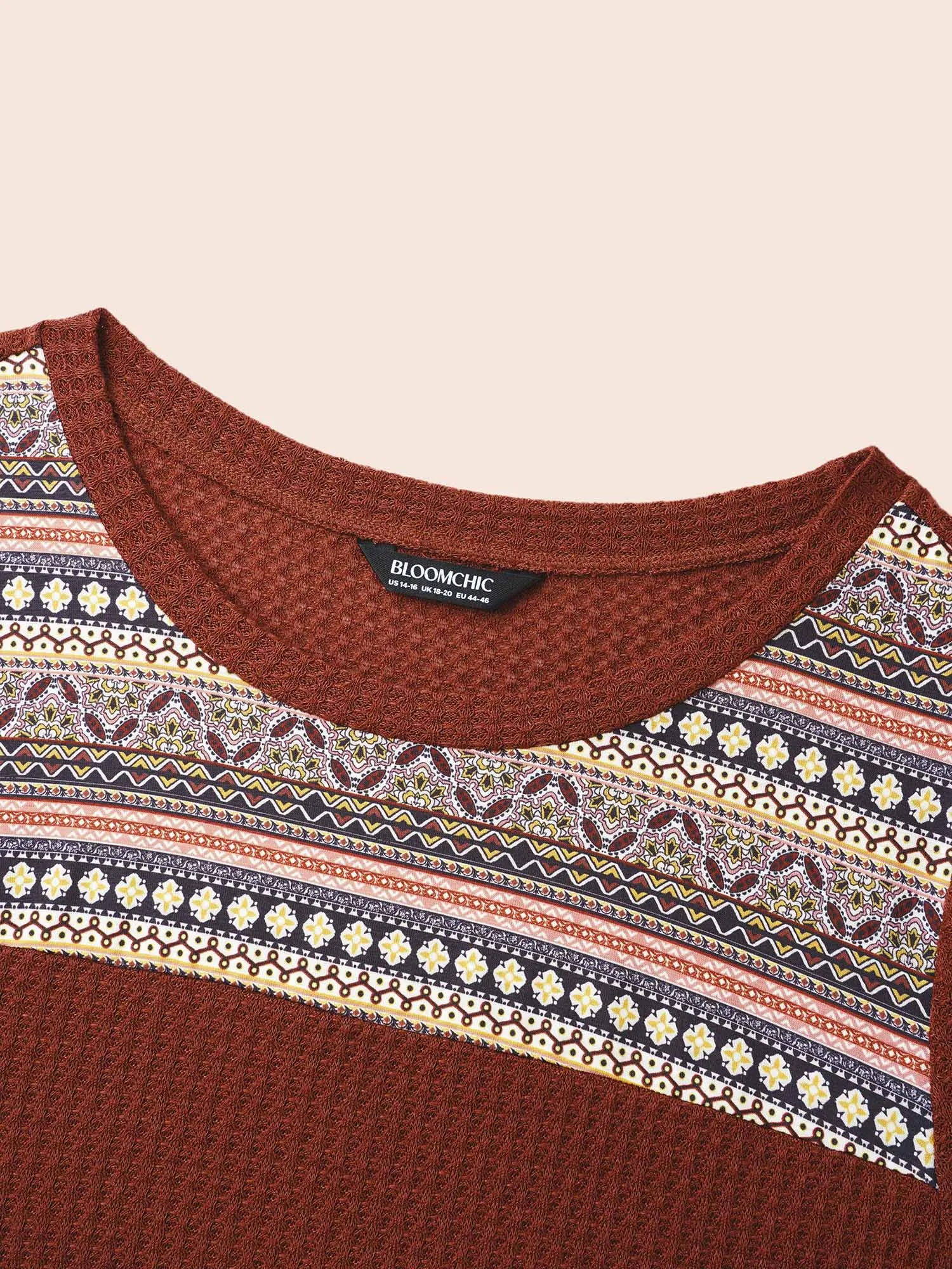 Bandana Patchwork Waffle Knit Midi Dress sold by Bloomchic product image thumbnail 5