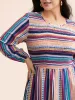 Contrast Striped Shirred Ruffle Hem Dress sold by Bloomchic