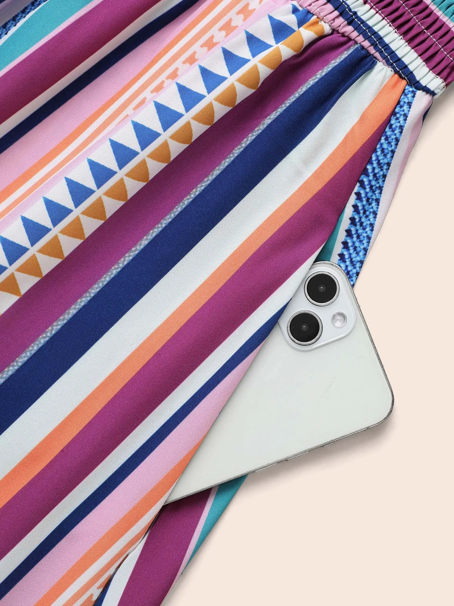 Contrast Striped Shirred Ruffle Hem Dress sold by Bloomchic product image thumbnail 5