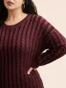 Crew Neck Cable Knit Split Hem Pullover sold by Bloomchic