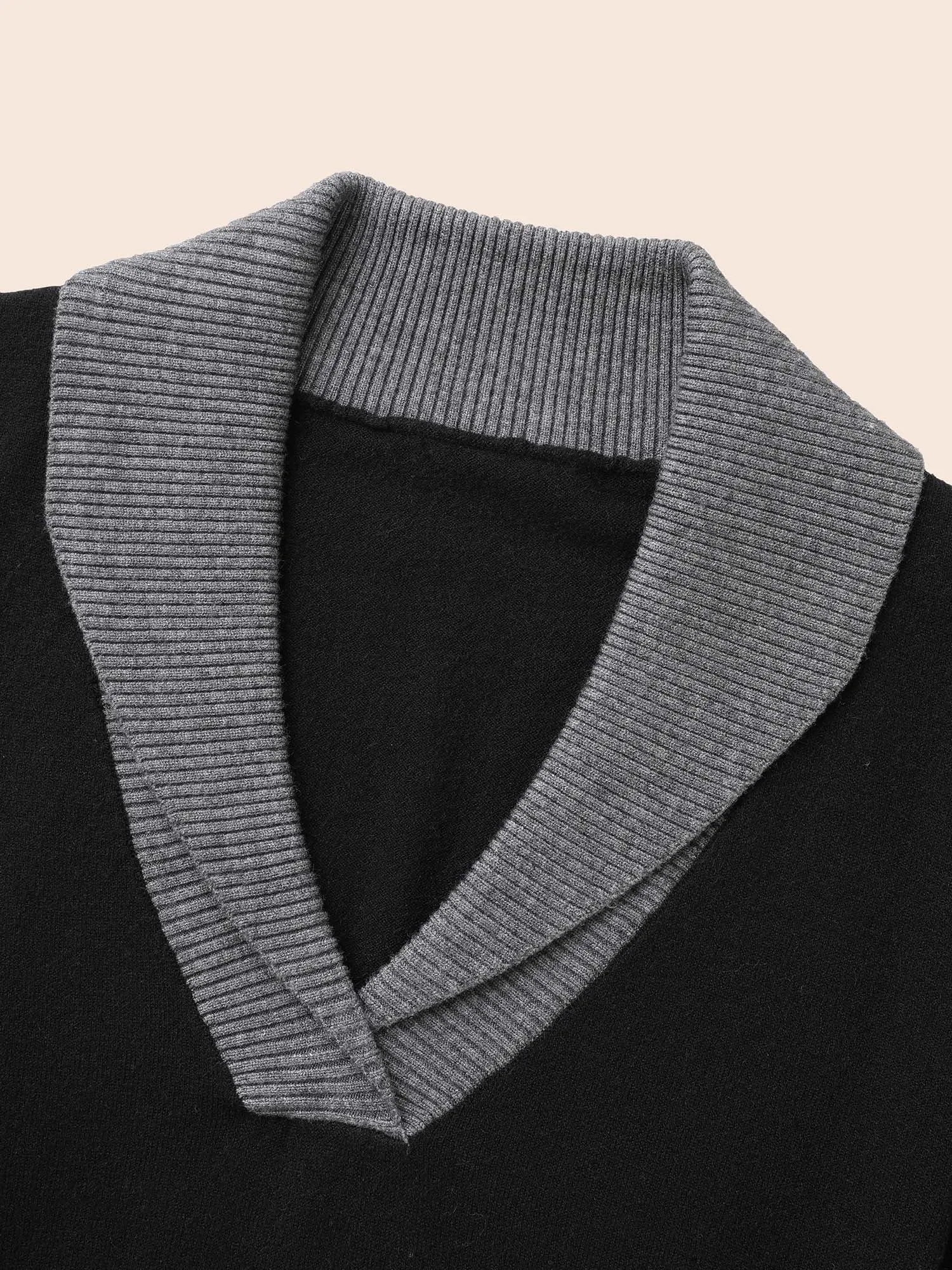 Contrast Overlap Collar Button Detail Pullover sold by Bloomchic product image thumbnail 5