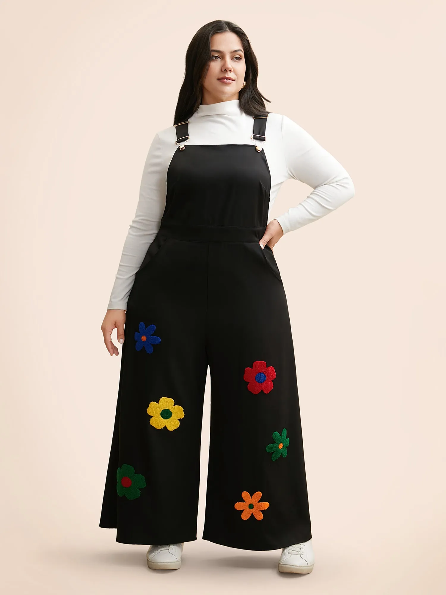 Floral Towel Embroidered Loose Jumpsuit sold by Bloomchic