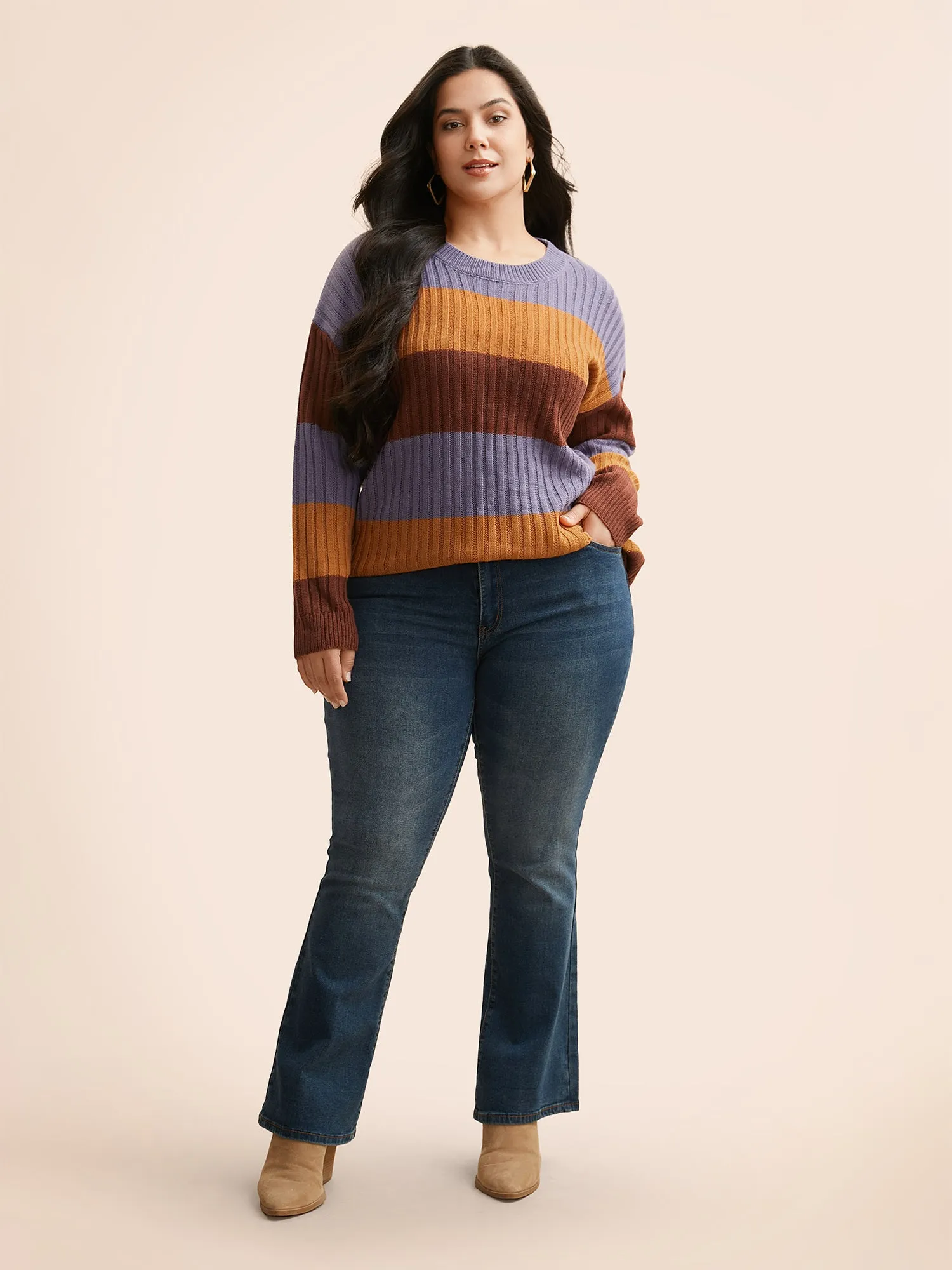 Colorblock Contrast Split Hem Pullover sold by Bloomchic product image thumbnail 3