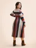 Striped Contrast Crew Neck Knit Dress sold by Bloomchic