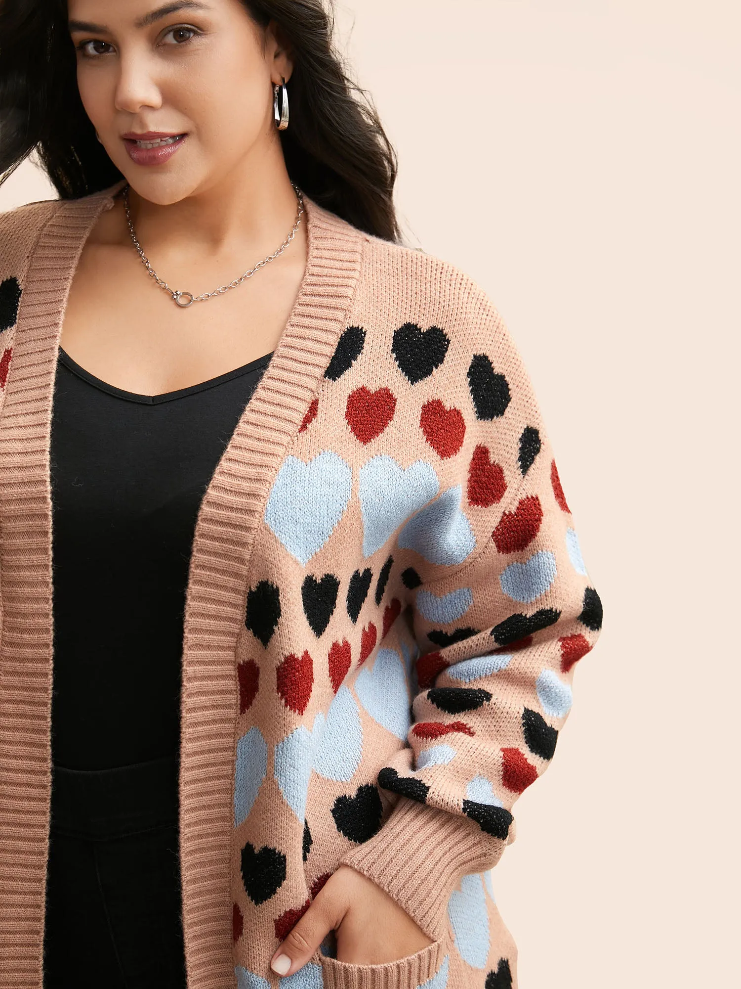 Contrast Heart Patch Pocket Cardigan sold by Bloomchic product image thumbnail 4
