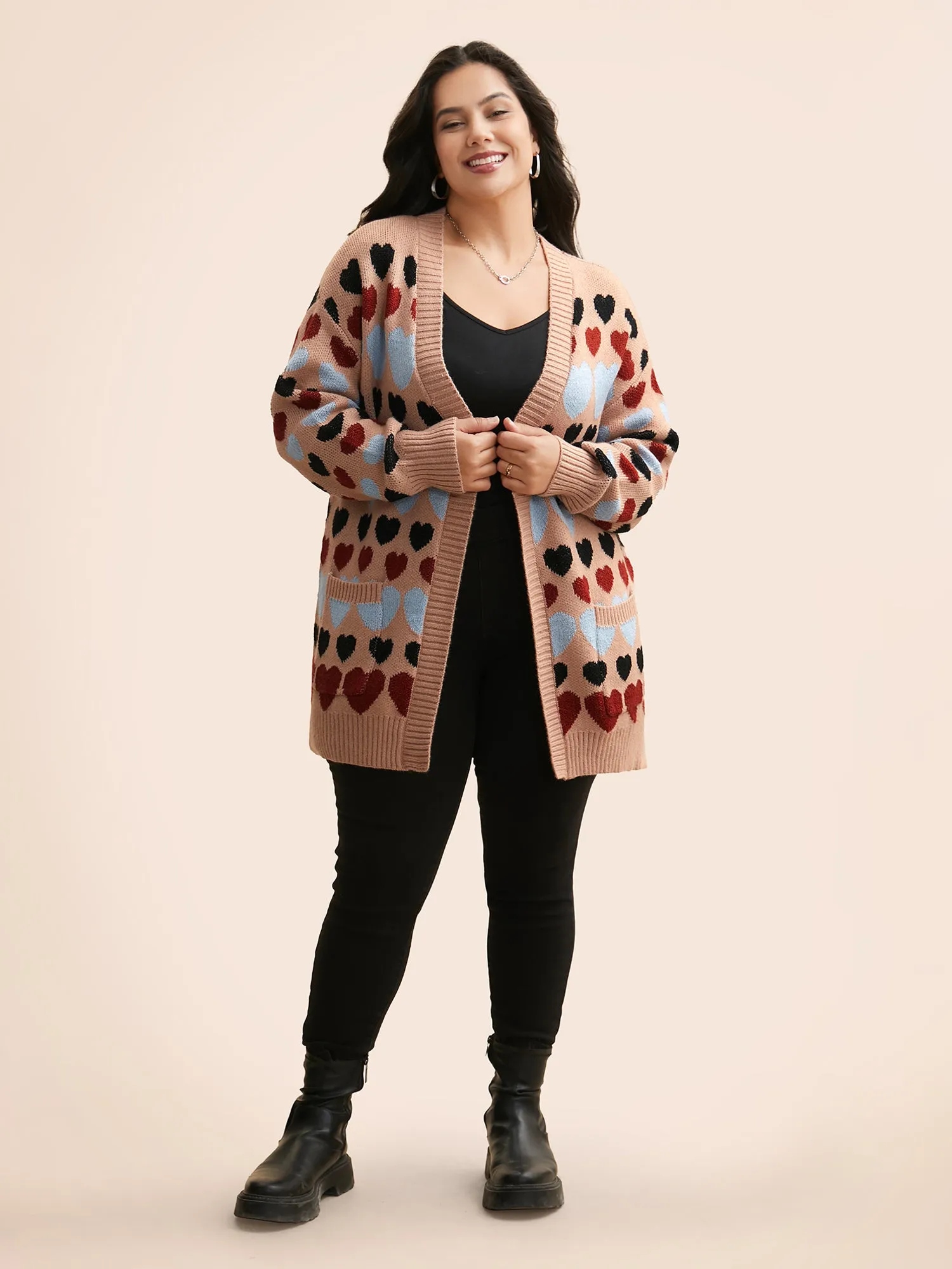 Contrast Heart Patch Pocket Cardigan sold by Bloomchic product image thumbnail 3