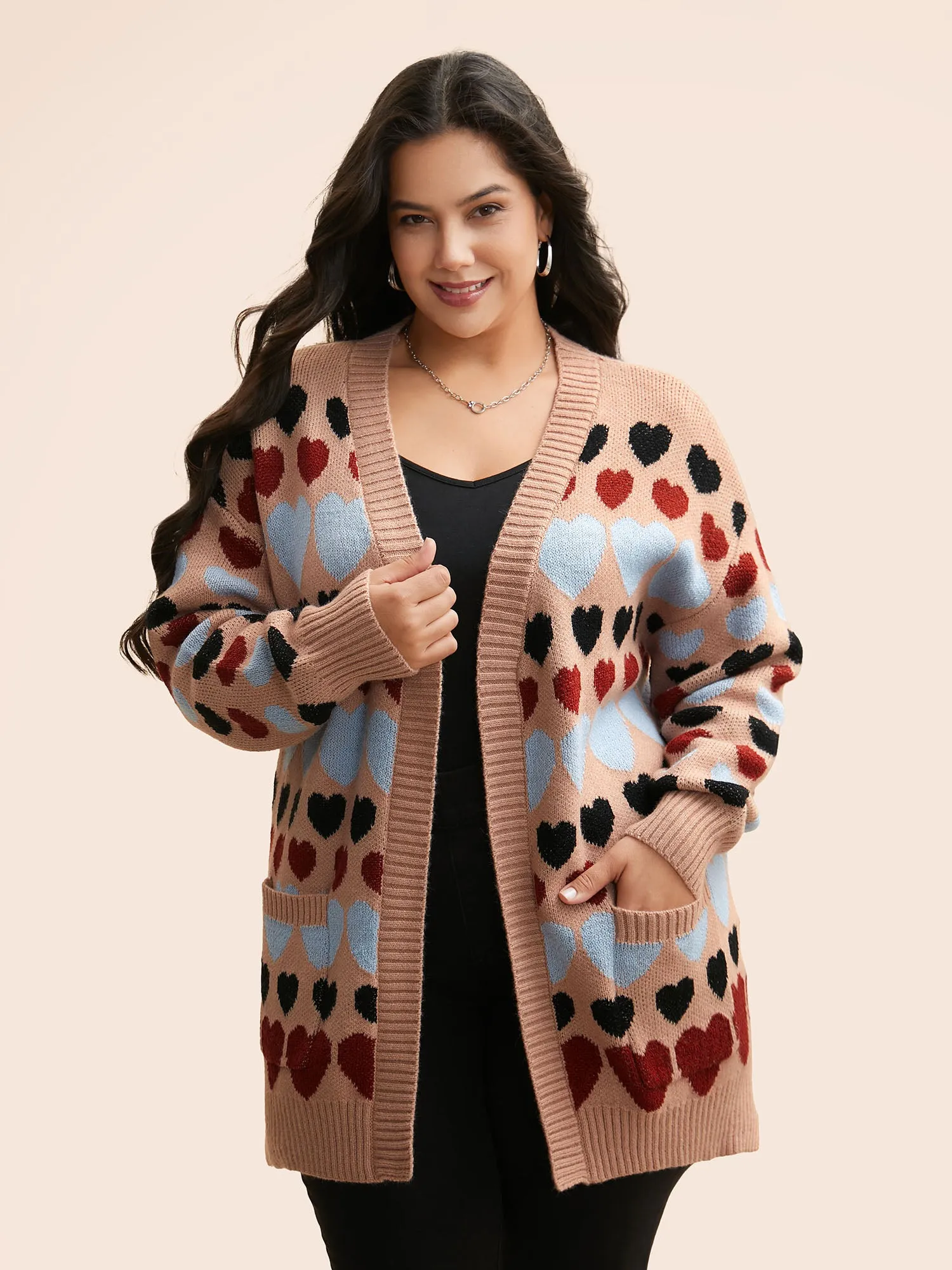 Contrast Heart Patch Pocket Cardigan sold by Bloomchic product image thumbnail 2