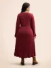 V Neck Button Detail Rib Knit Dress sold by Bloomchic