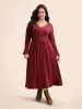 V Neck Button Detail Rib Knit Dress sold by Bloomchic
