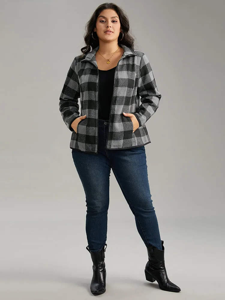 Plaid Zipper Pocket Contrast Jacket sold by Bloomchic product image thumbnail 4