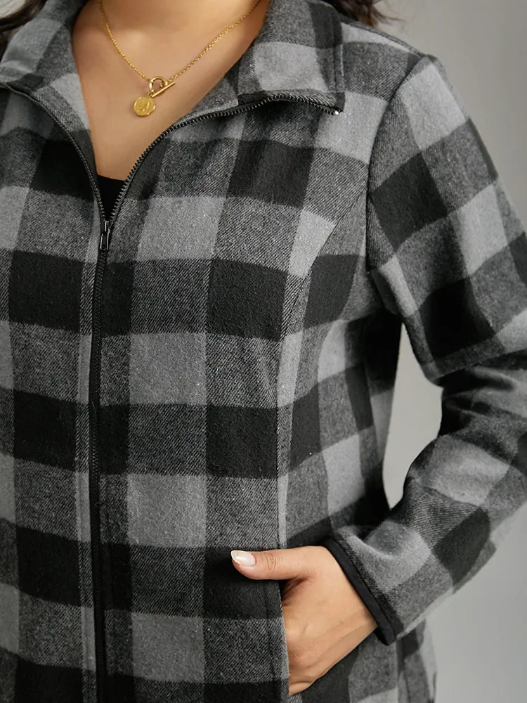 Plaid Zipper Pocket Contrast Jacket sold by Bloomchic product image thumbnail 5