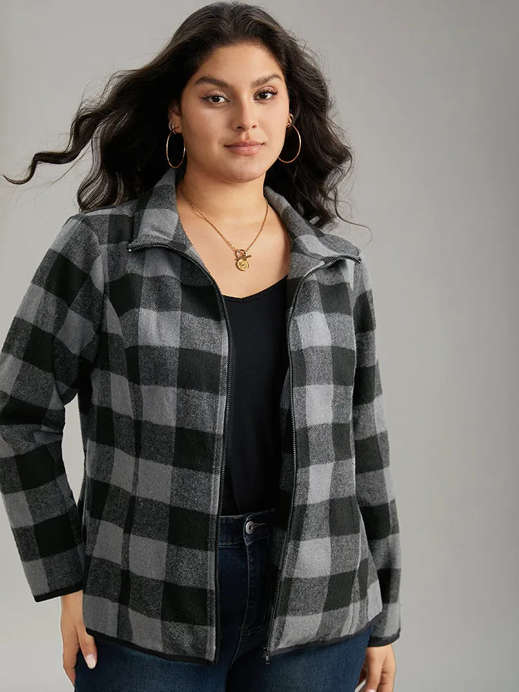 Plaid Zipper Pocket Contrast Jacket sold by Bloomchic product image thumbnail 2