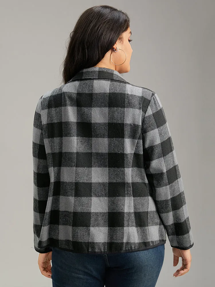 Plaid Zipper Pocket Contrast Jacket sold by Bloomchic product image thumbnail 3