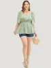 Ditsy Floral Shirred Flutter Sleeve Blouse sold by Bloomchic