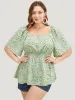 Ditsy Floral Shirred Flutter Sleeve Blouse sold by Bloomchic