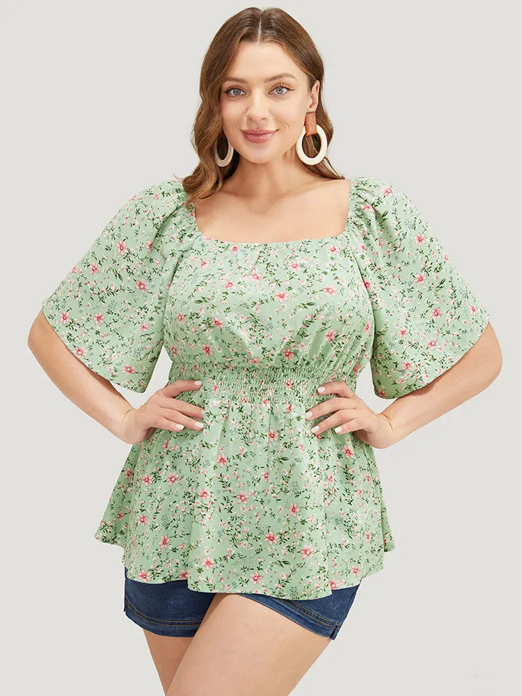 Ditsy Floral Shirred Flutter Sleeve Blouse sold by Bloomchic product image thumbnail 5
