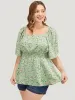 Ditsy Floral Shirred Flutter Sleeve Blouse sold by Bloomchic