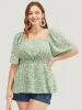 Ditsy Floral Shirred Flutter Sleeve Blouse sold by Bloomchic