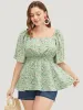 Ditsy Floral Shirred Flutter Sleeve Blouse sold by Bloomchic